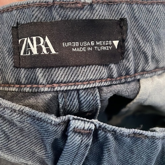 NWT ZARA Tailored Straight Mid Rise Worn Grey Jean SZ USA 6 EUR 38 Baggy - Picture 12 of 12